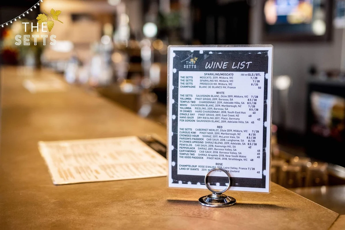 Menu, The Setts Mildura