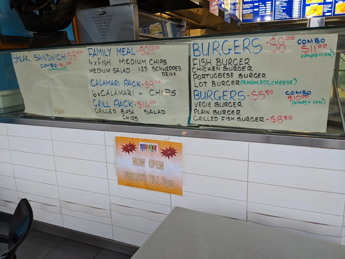 Menu, Revesby Seafoods