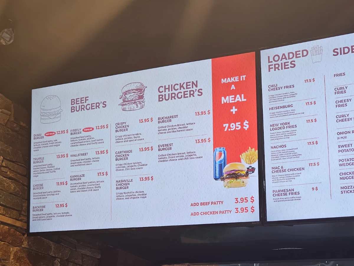 Menu, Firefly Burger Belmore