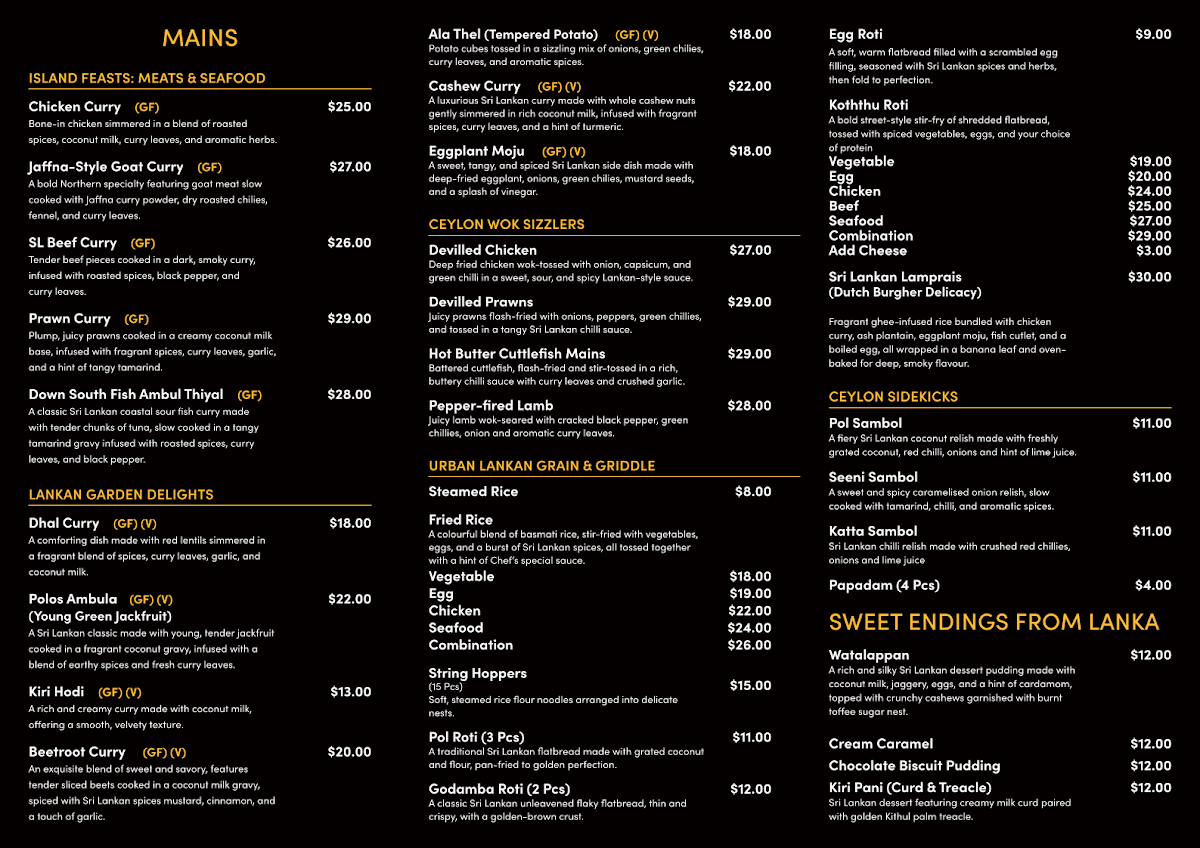 Menu, Flavor Feast