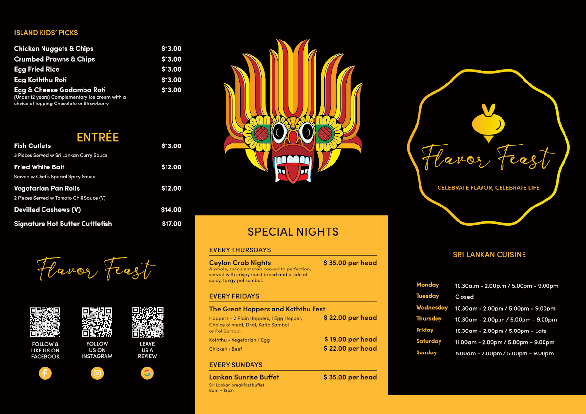 Menu, Flavor Feast