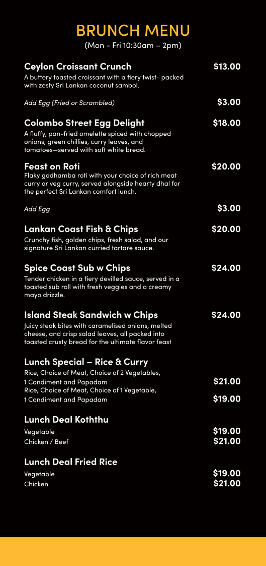 Menu, Flavor Feast