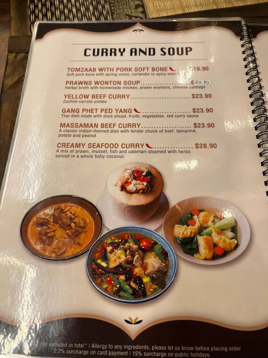 Menu, Khun Thai Restaurant