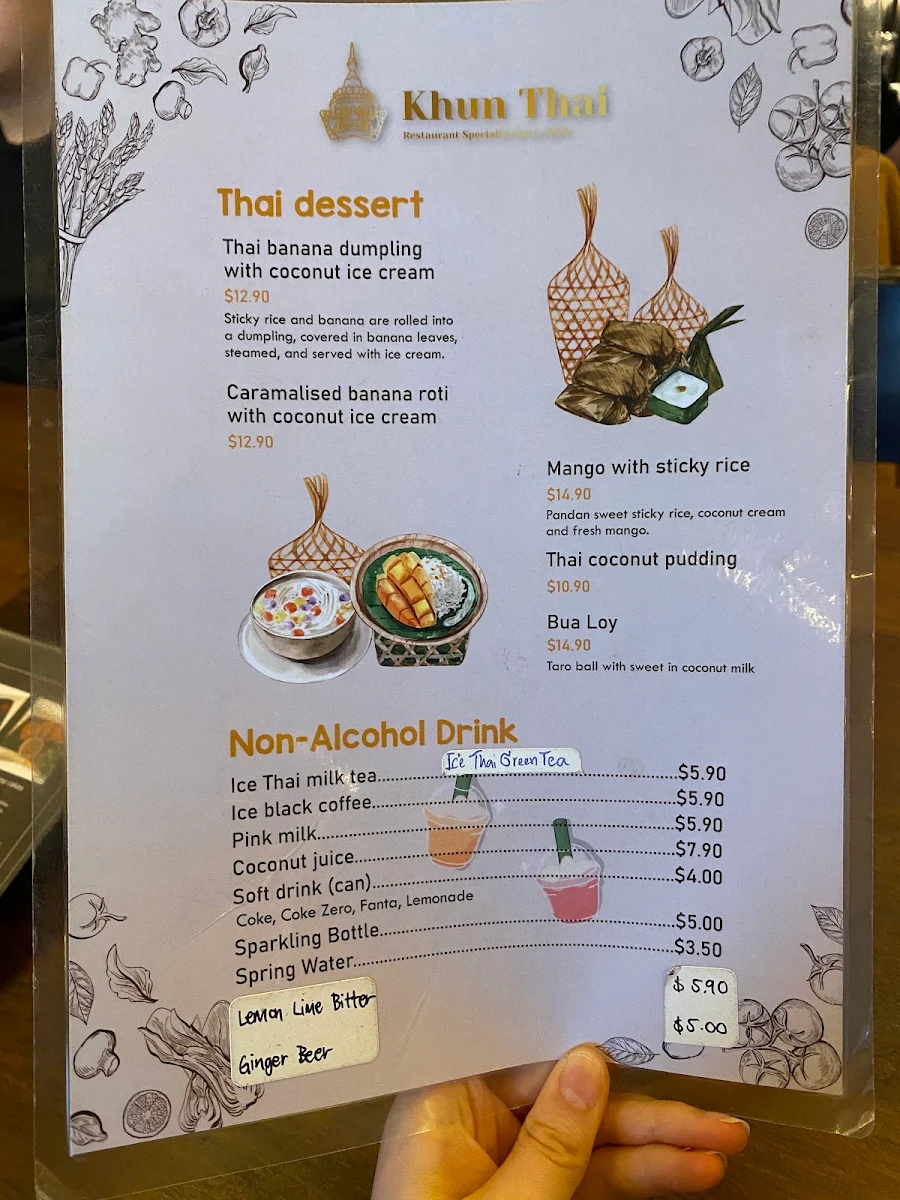 Menu, Khun Thai Restaurant