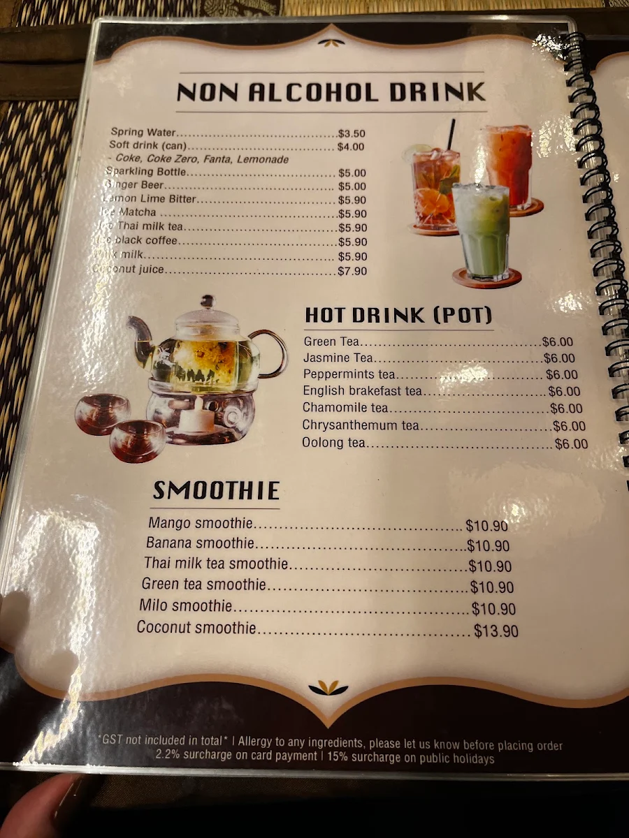 Menu, Khun Thai Restaurant