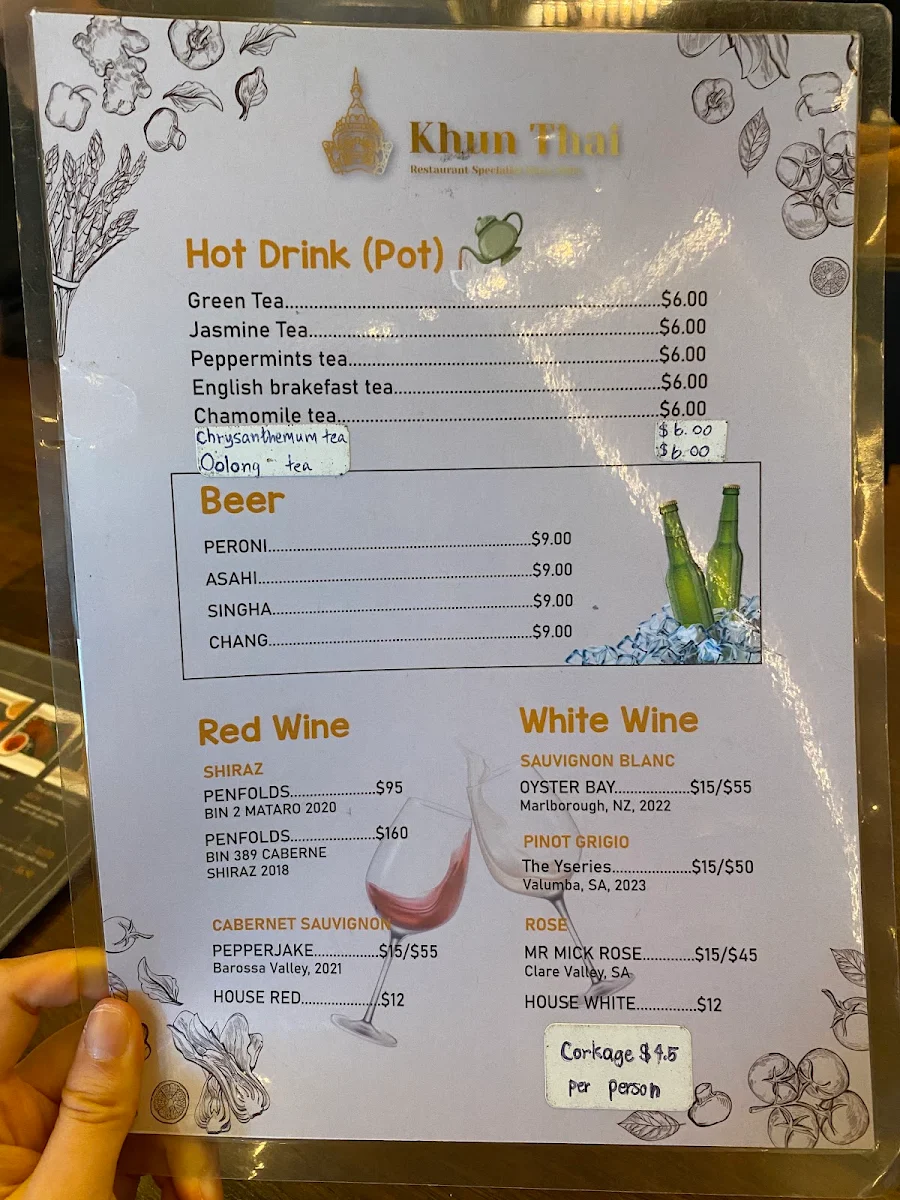 Menu, Khun Thai Restaurant
