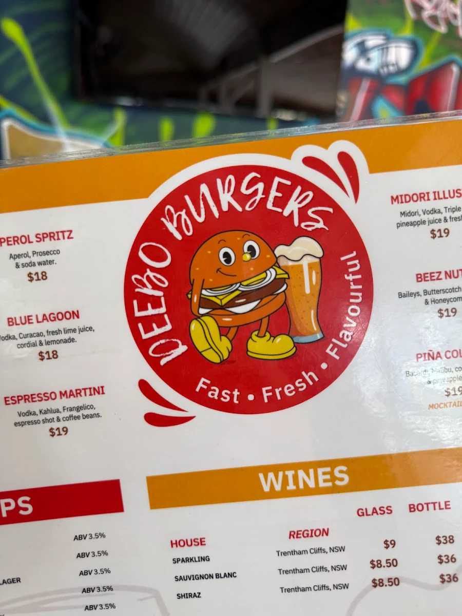 Menu, Deebo Burgers & Beer Bar