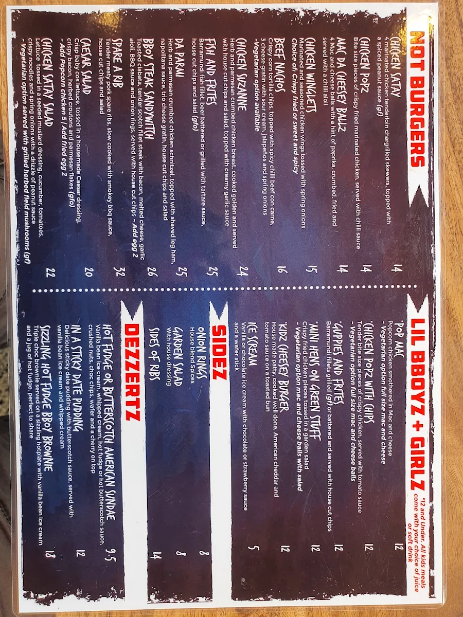 Menu, Deebo Burgers & Beer Bar