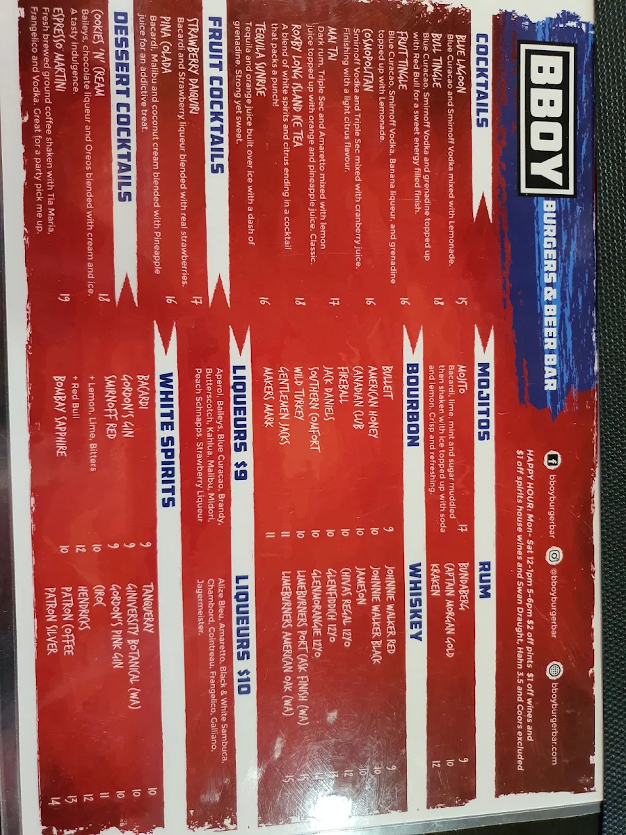 Menu, Deebo Burgers & Beer Bar