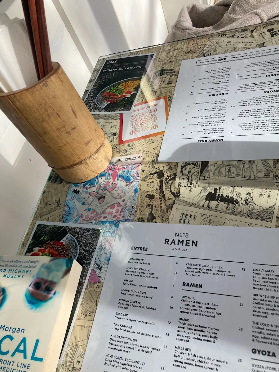 Menu, No 18 Ramen St Kilda