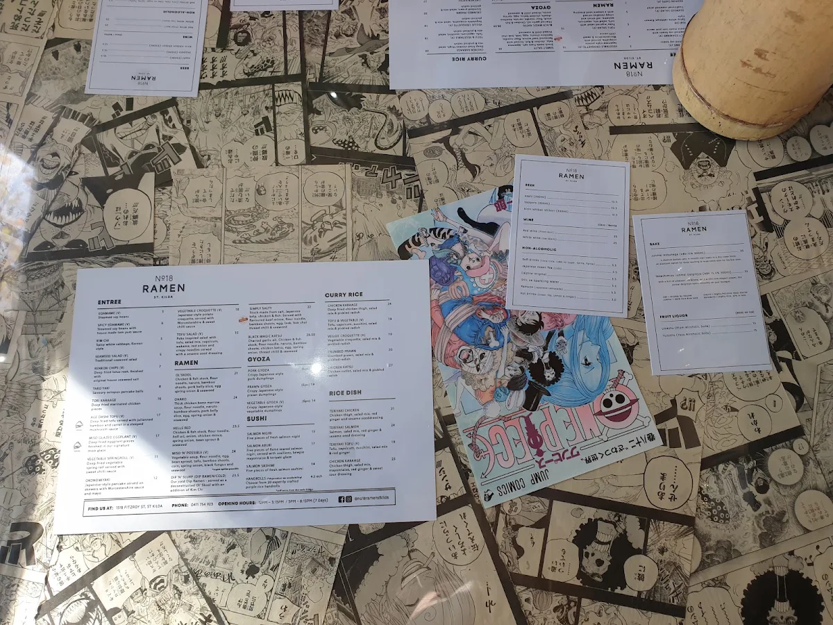 Menu, No 18 Ramen St Kilda