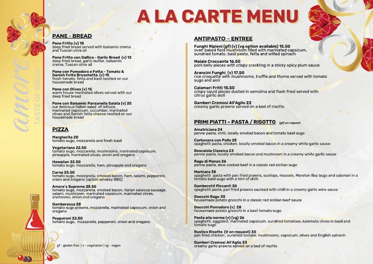 Menu, Babinda Taverna