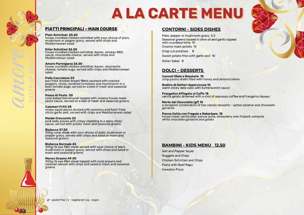 Menu, Babinda Taverna