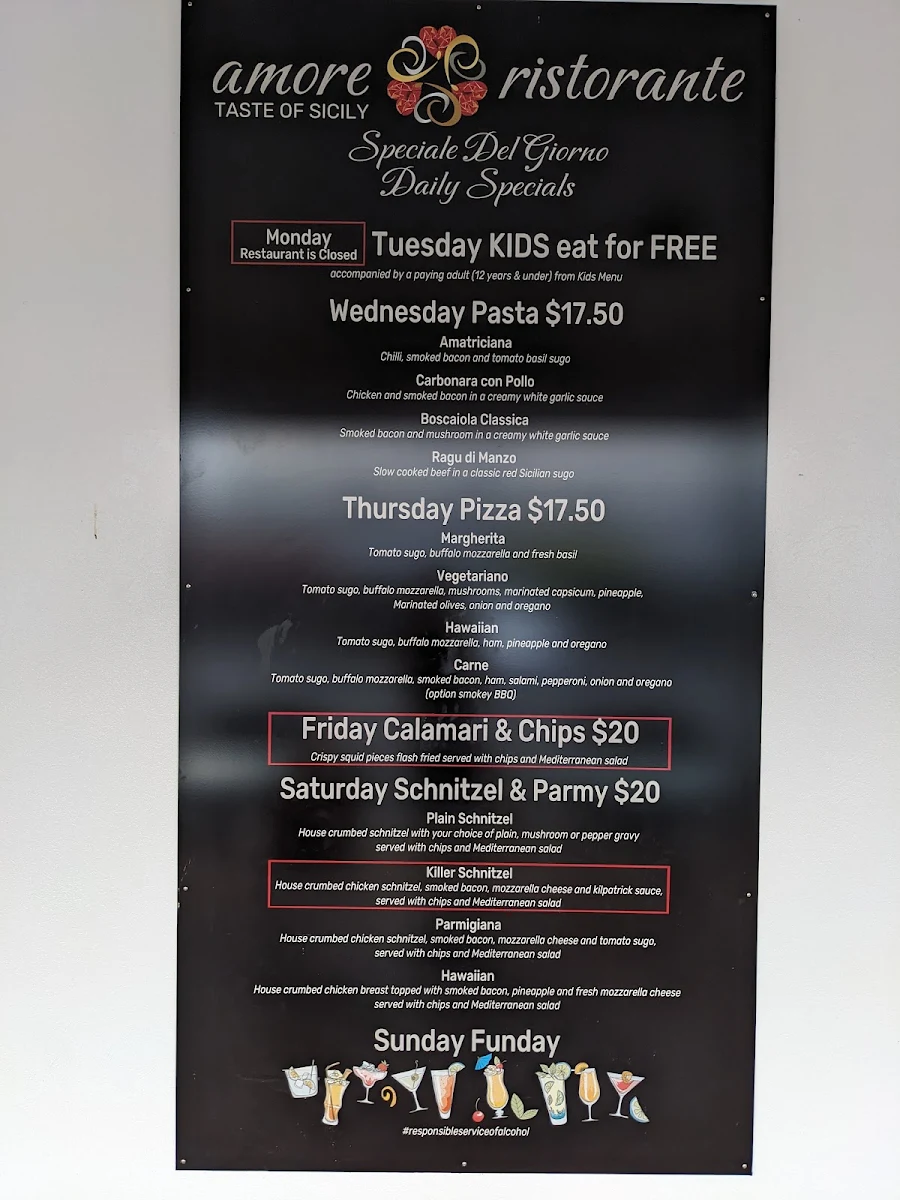 Menu, Babinda Taverna
