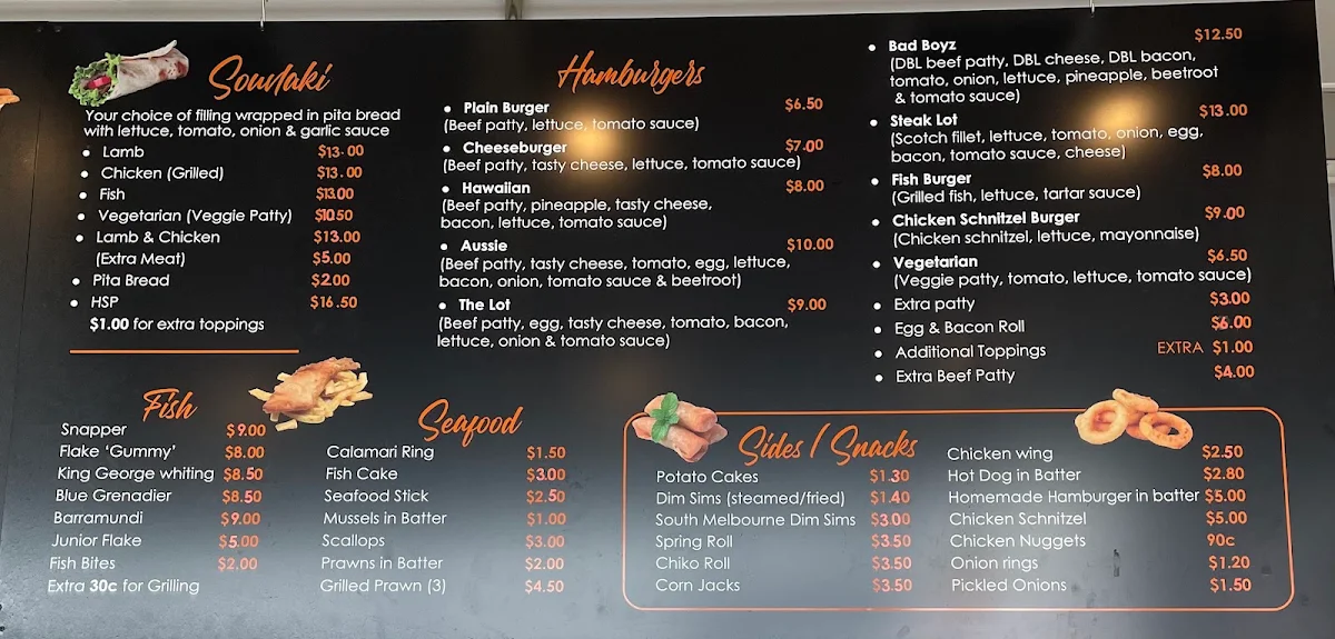 Menu, Fish N Chips on Clyde