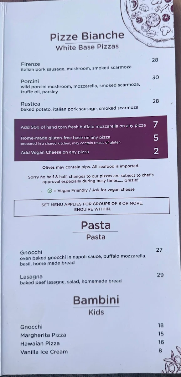 Menu, Il Forno Pizzeria