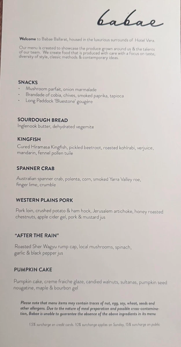 Menu, Babae
