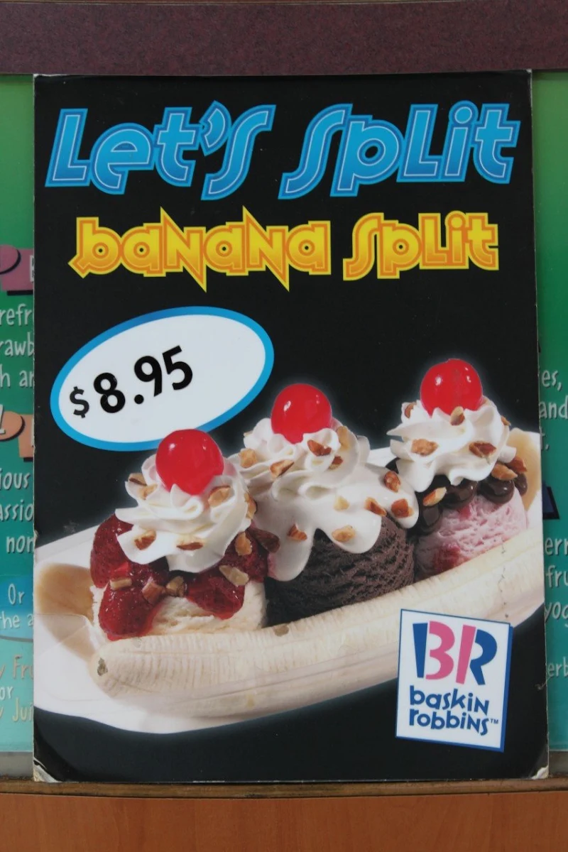 Menu, Baskin-Robbins Ashgrove