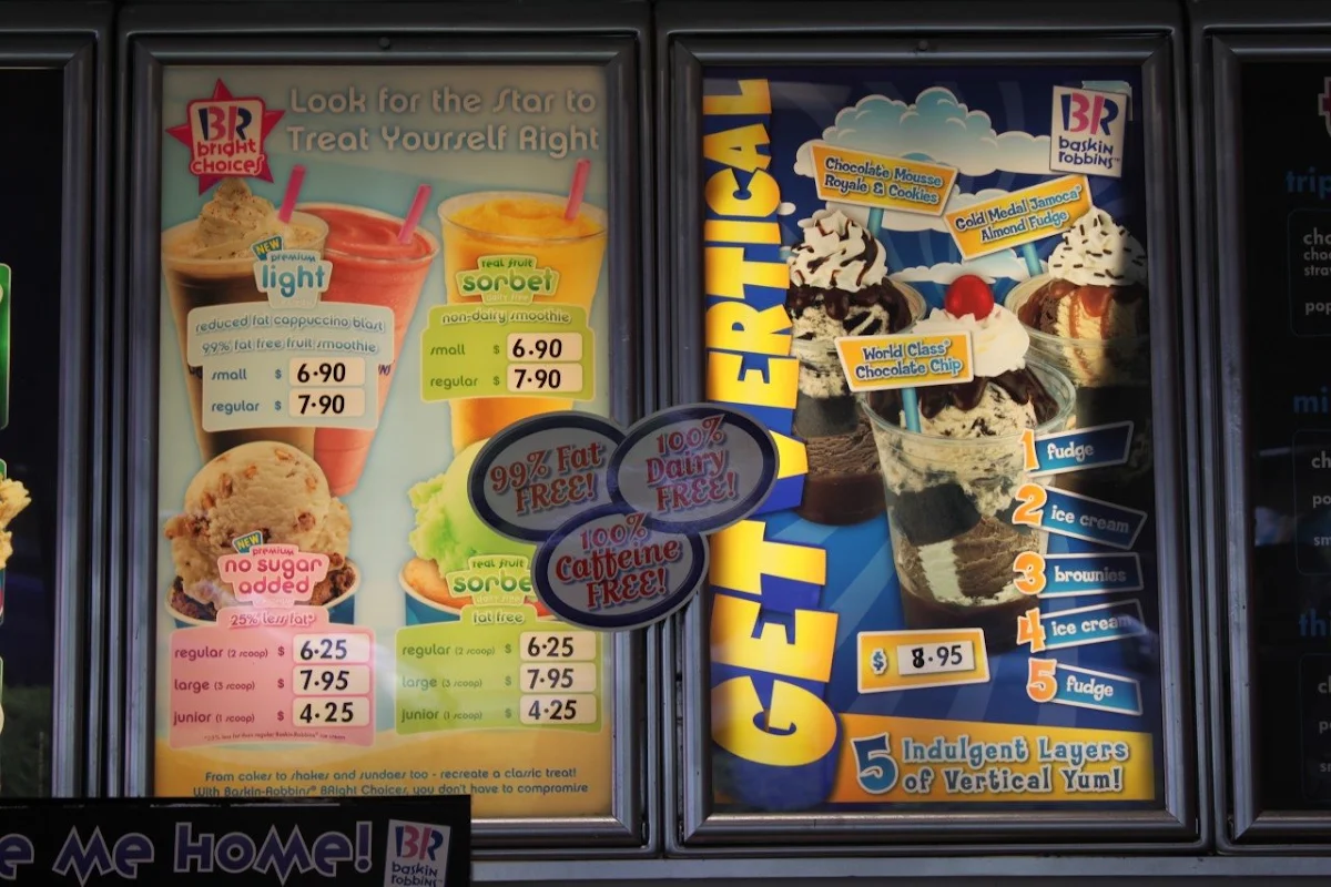 Menu, Baskin-Robbins Ashgrove