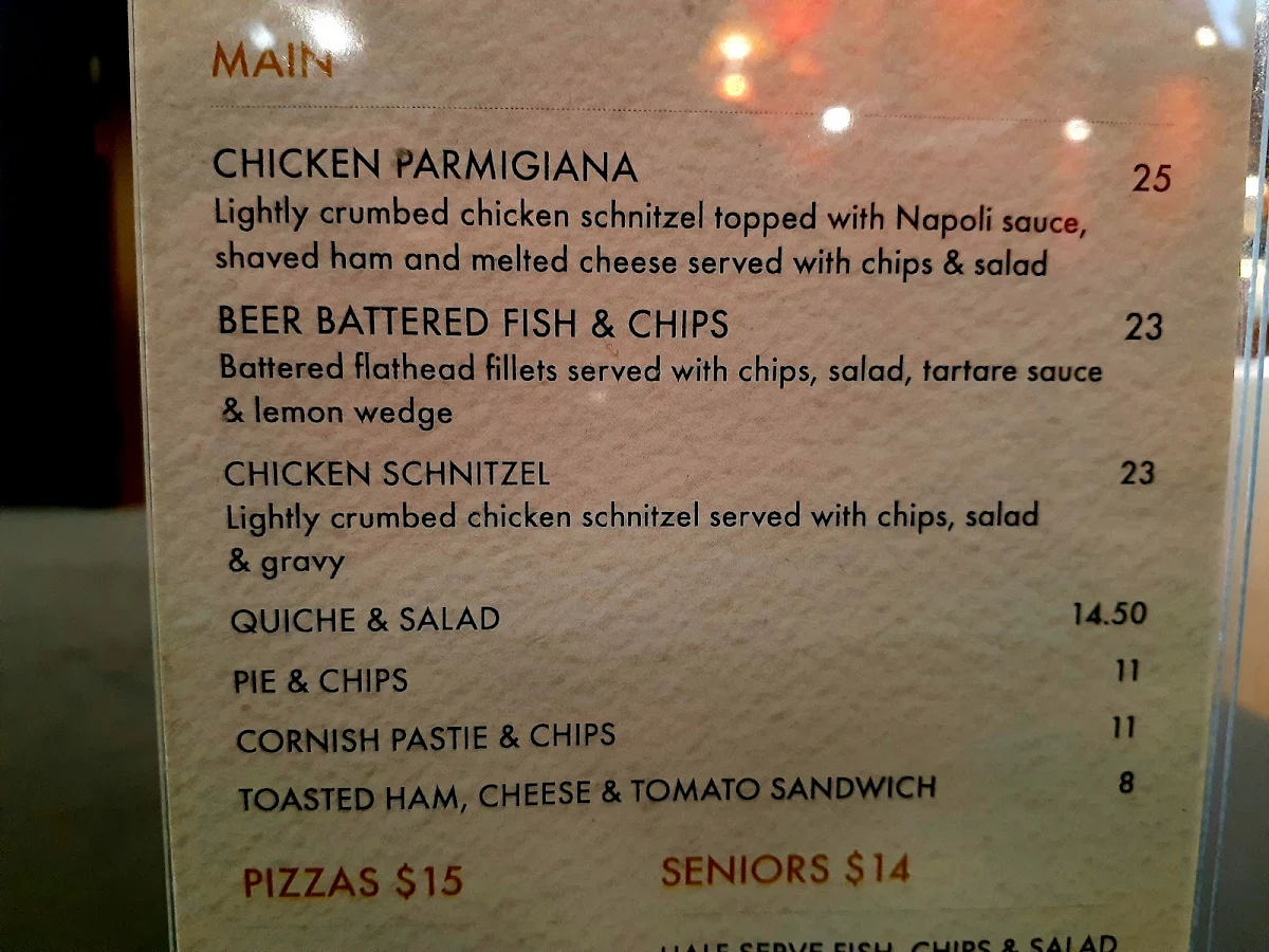 Menu, Welcome Stranger Hotel