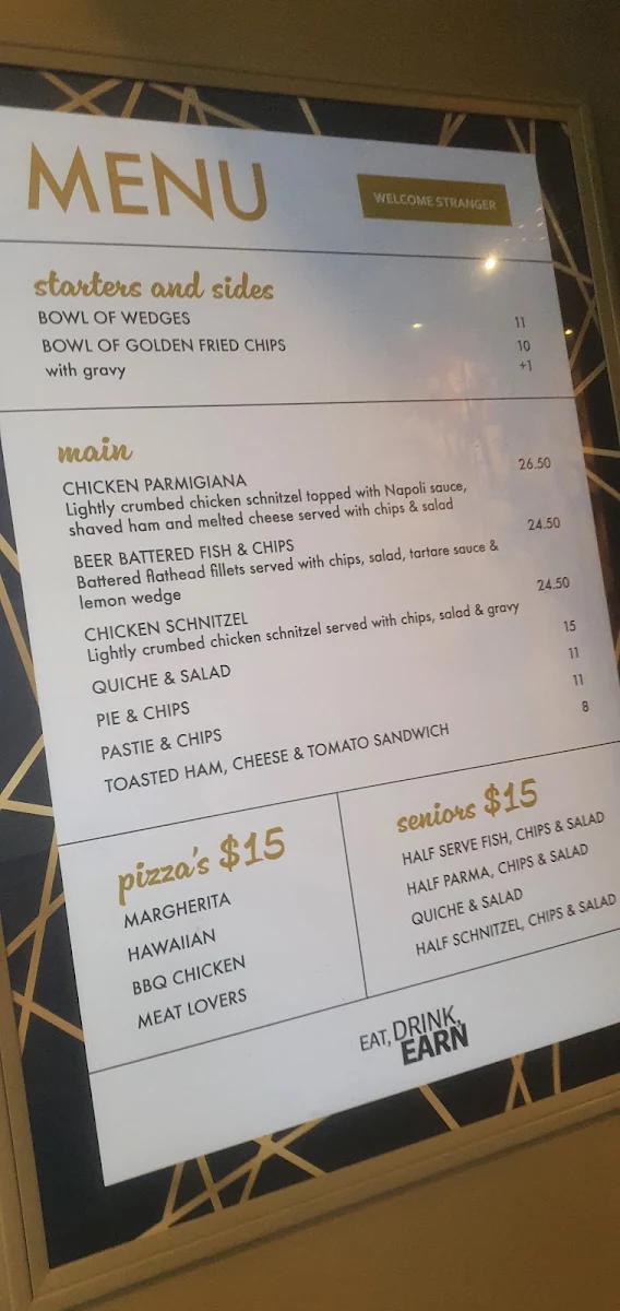 Menu, Welcome Stranger Hotel