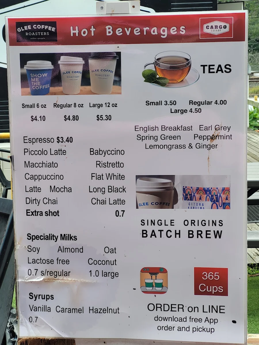 Menu, Cargo Drive Thru Coffee