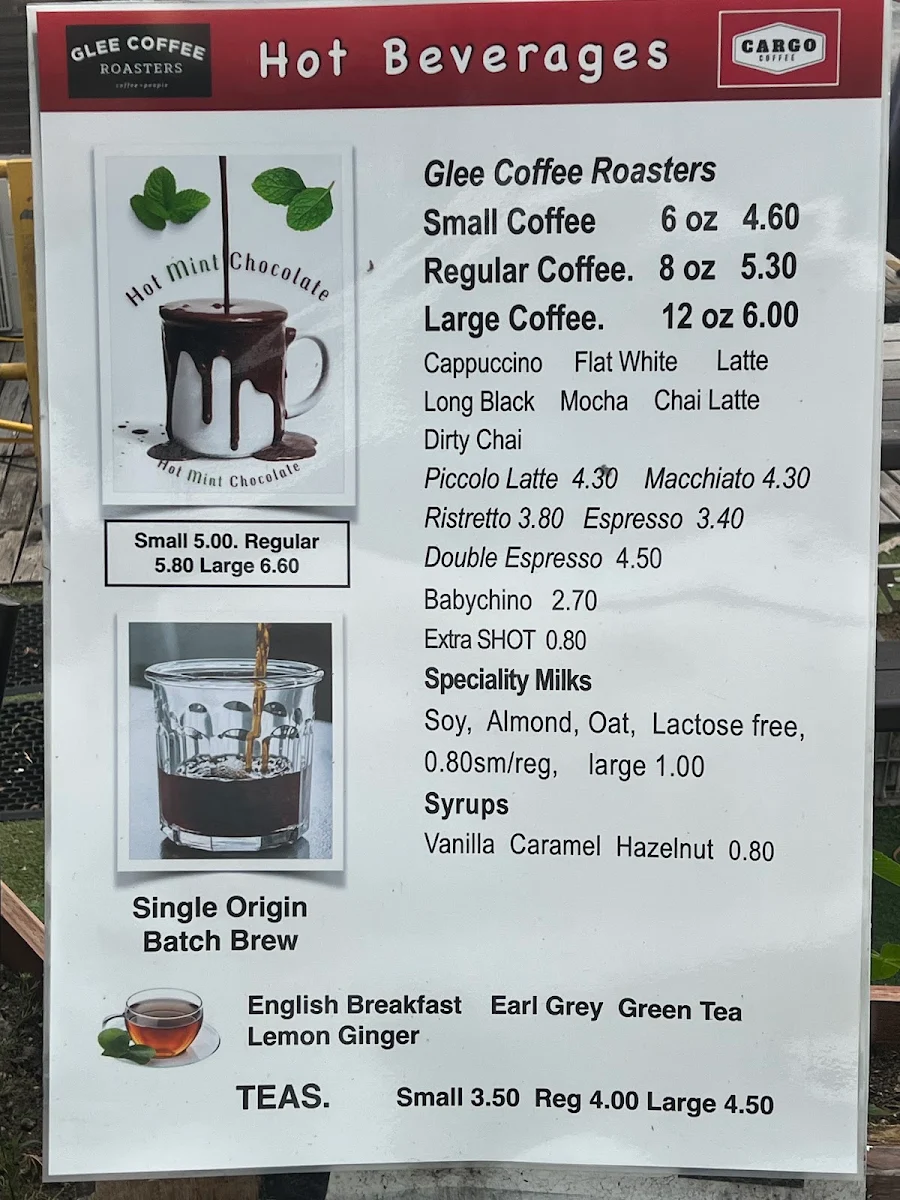 Menu, Cargo Drive Thru Coffee