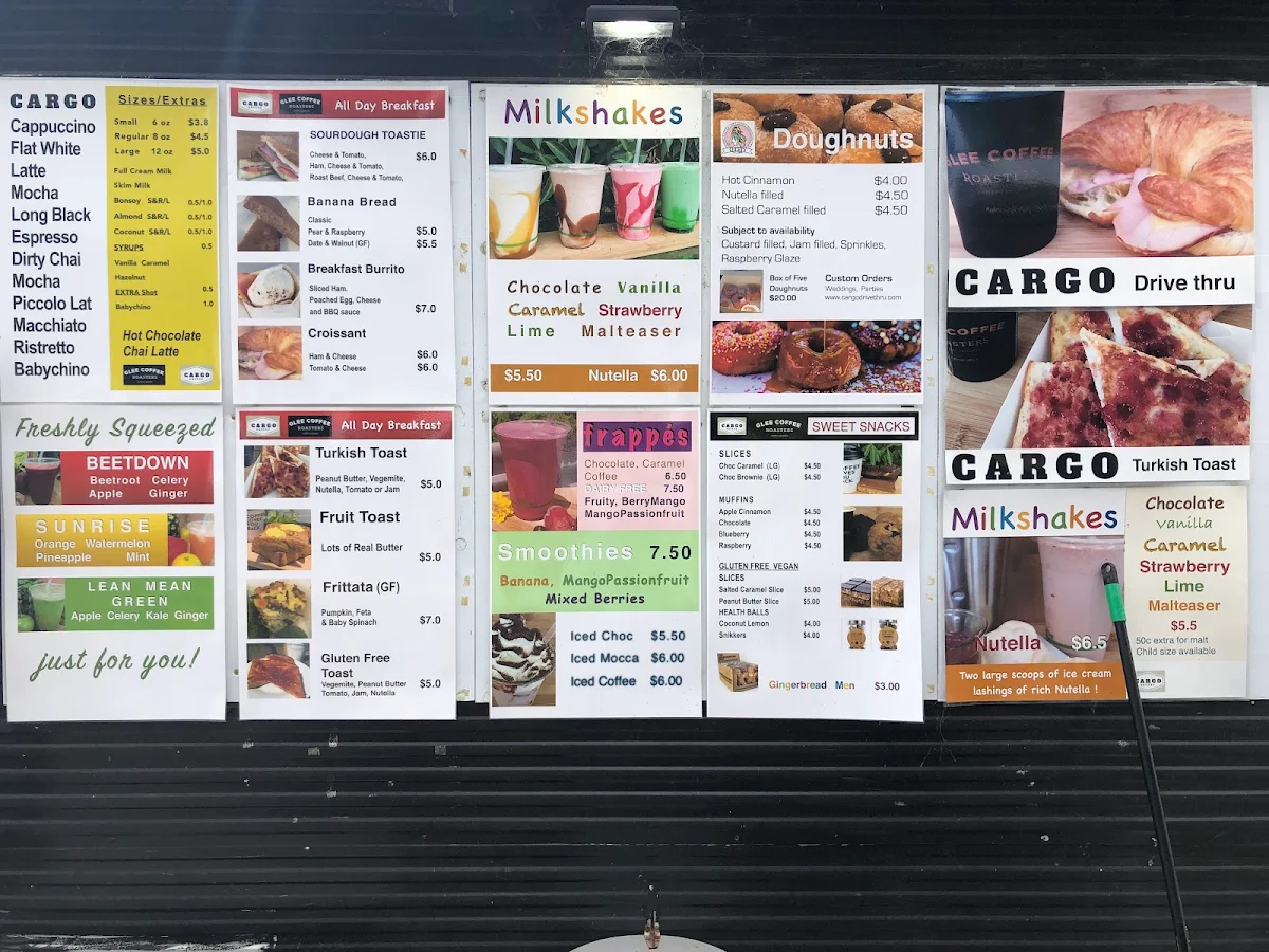 Menu, Cargo Drive Thru Coffee