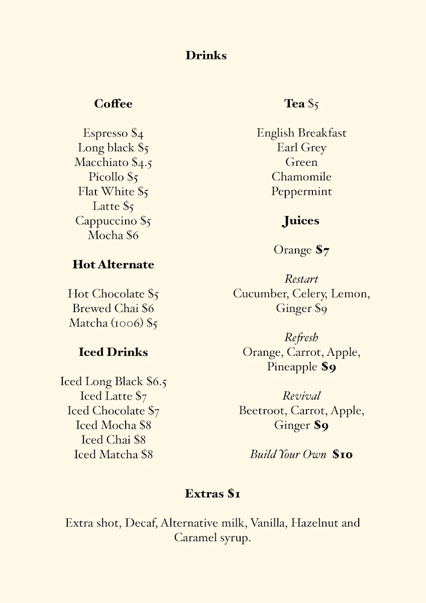 Menu, The Richmond Cafe