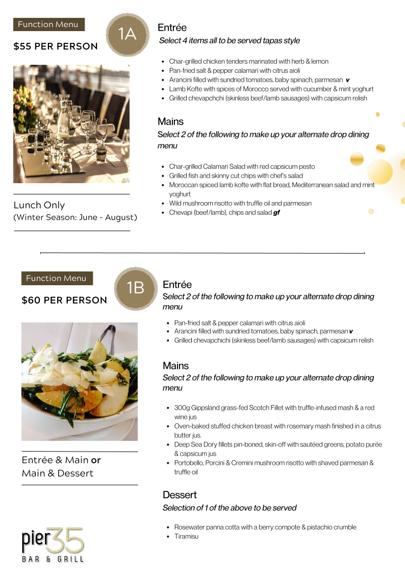 Menu, Pier 35 Bar & Grill