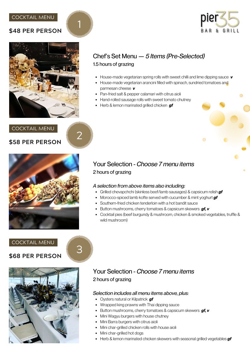 Menu, Pier 35 Bar & Grill