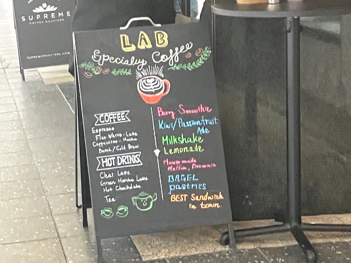 Menu, LAB Specialty Coffee Co.