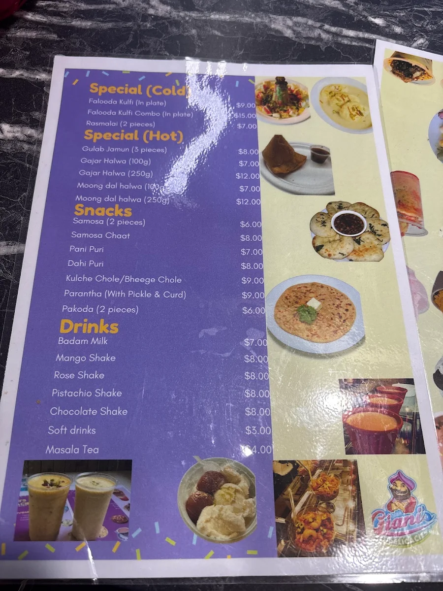 Menu, Giani’s Delicacies