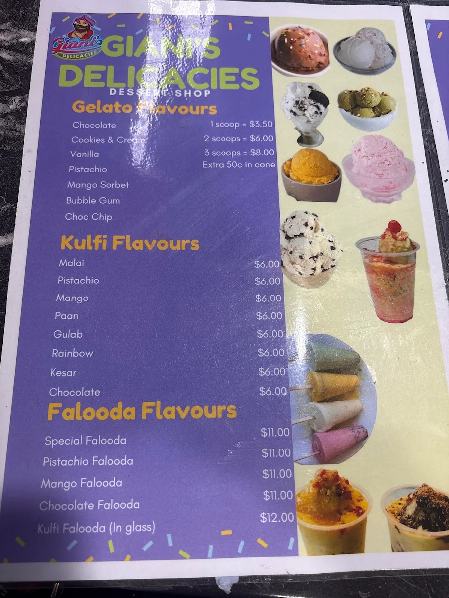 Menu, Giani’s Delicacies