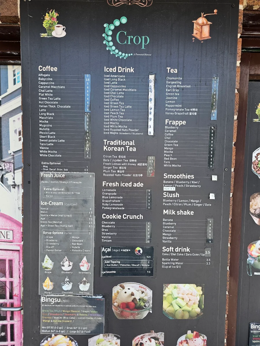 Menu, Cafe Crop Strathfield