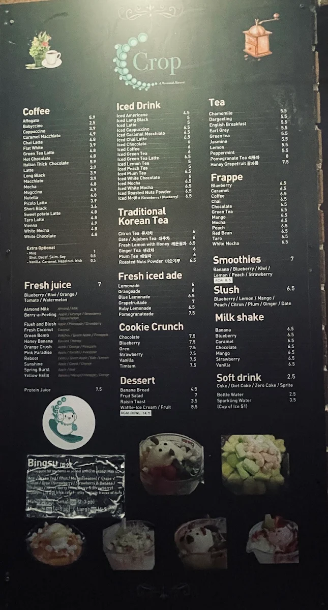 Menu, Cafe Crop Strathfield