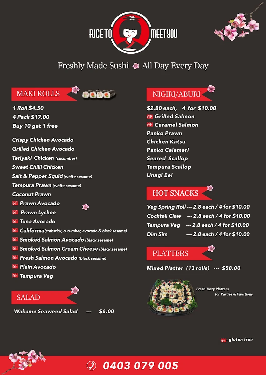 Menu, Rice to Meet You
