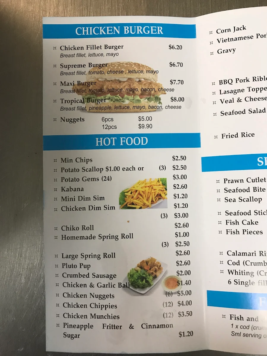 Menu, Poppy's Cafe