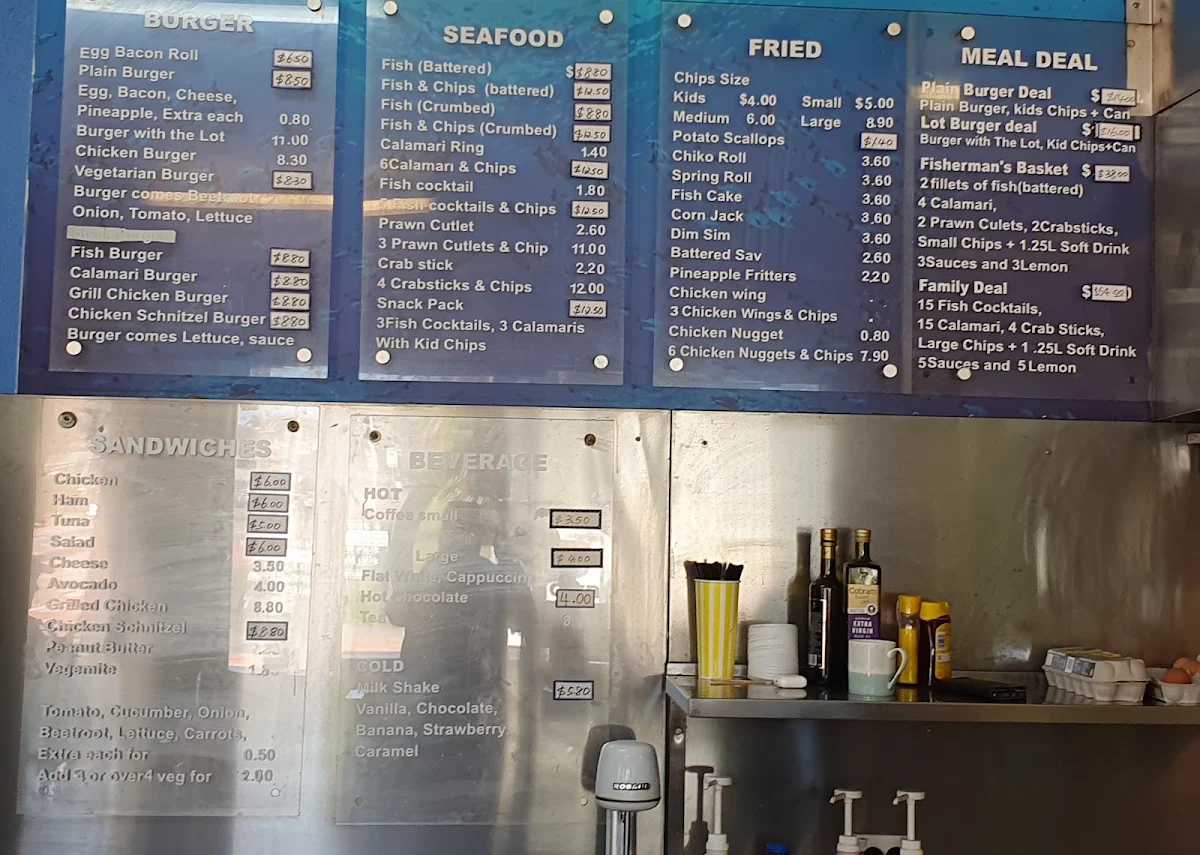 Menu, The Reef Food Bar