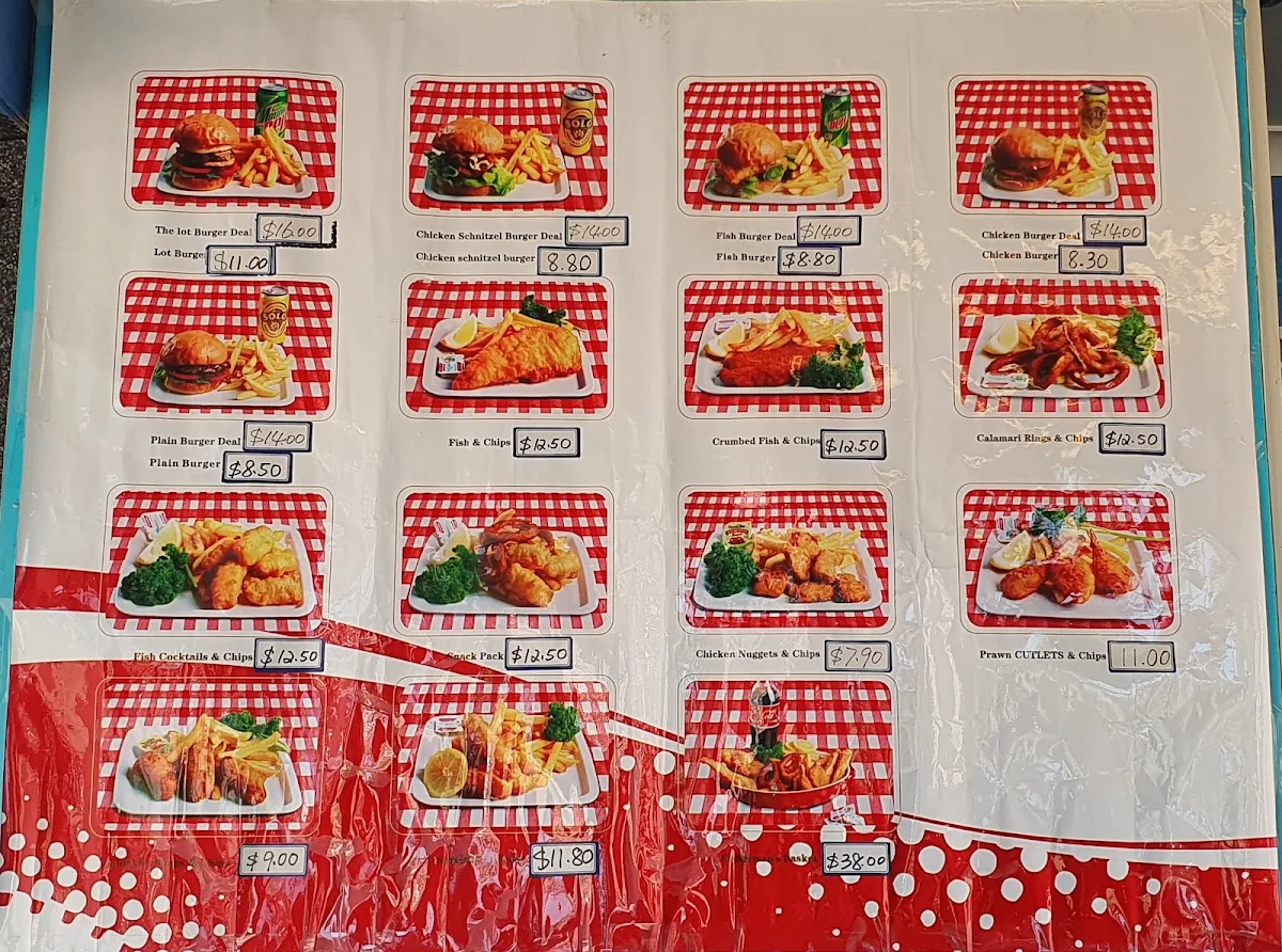 Menu, The Reef Food Bar