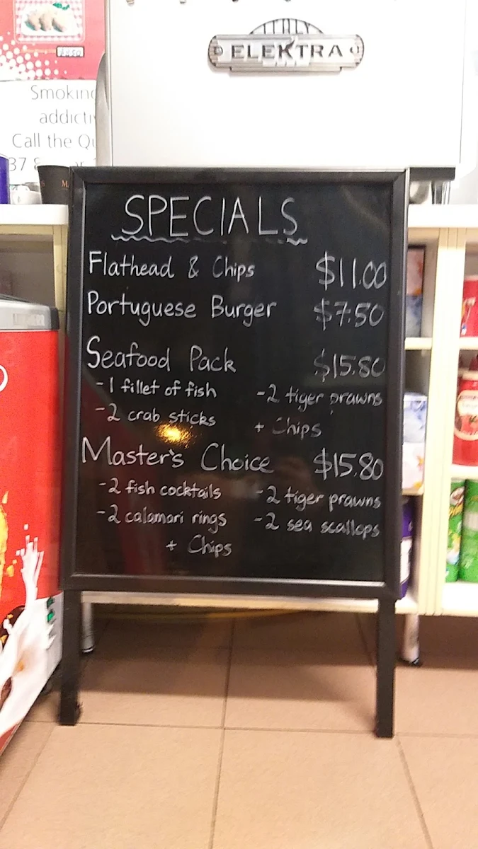 Menu, The Reef Food Bar