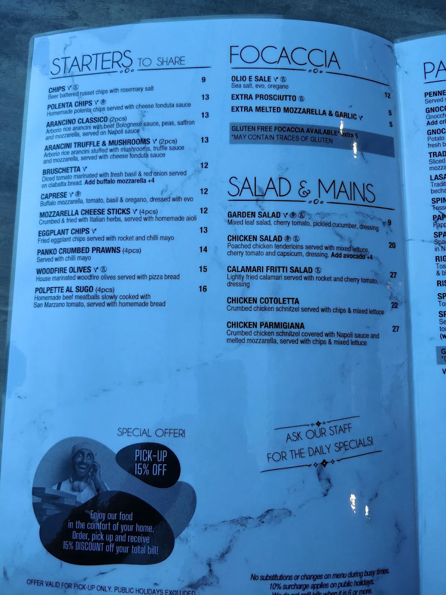 Menu, Cubby House Pizzeria