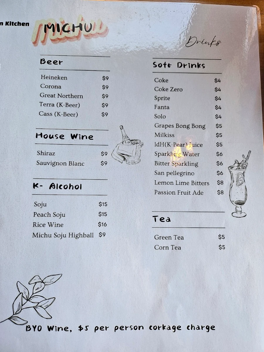 Menu, Michu Korean Restaurant