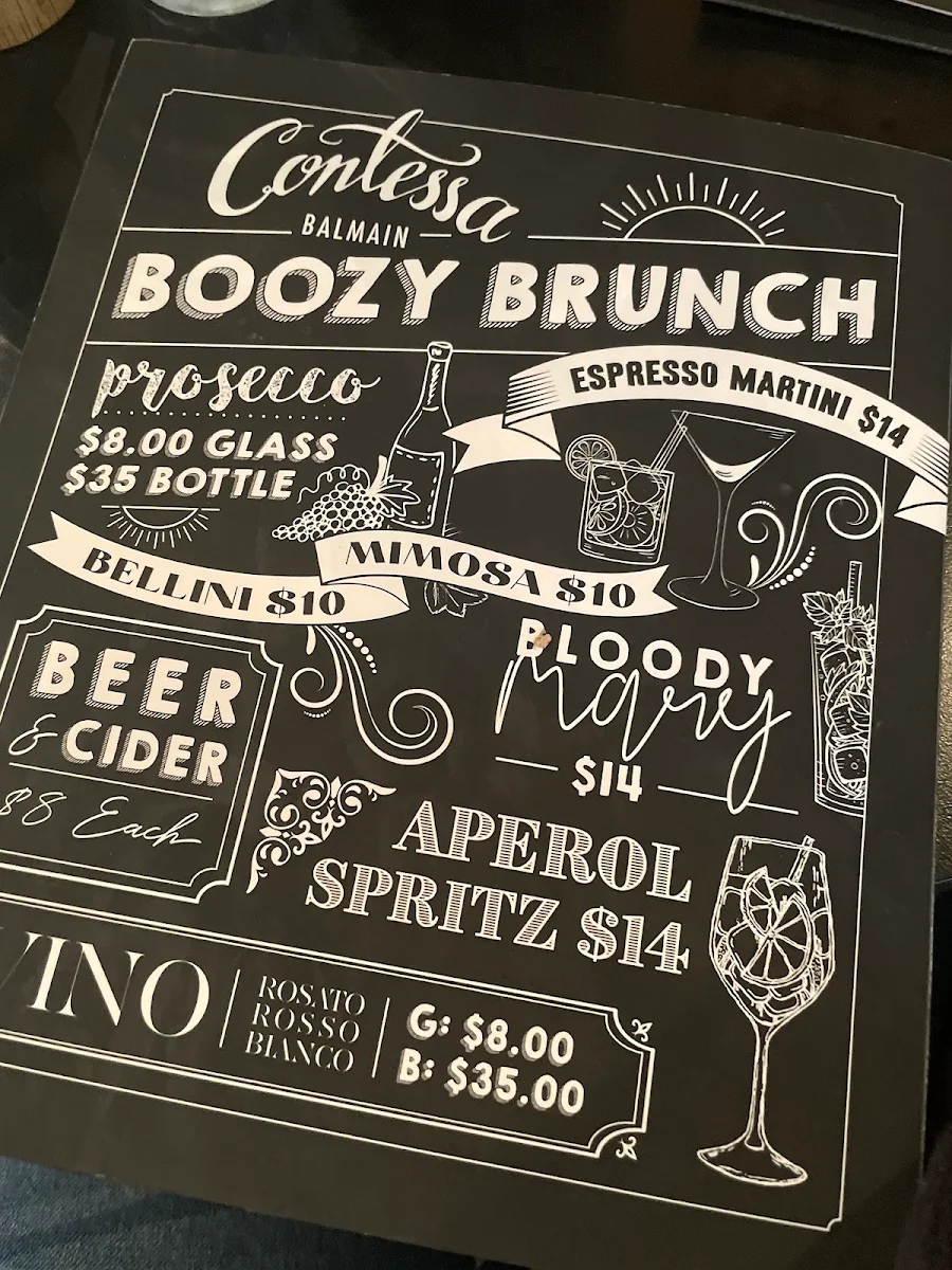 Menu, Contessa Balmain