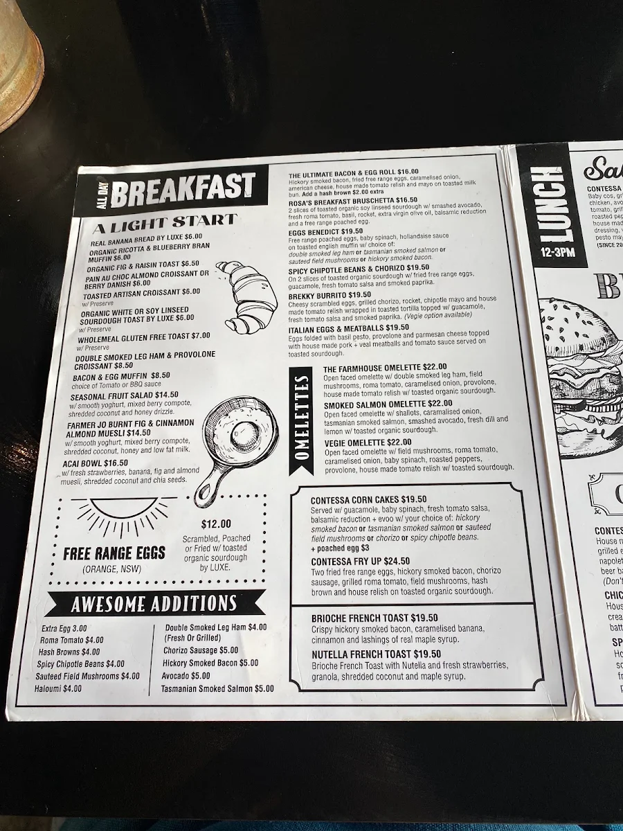 Menu, Contessa Balmain
