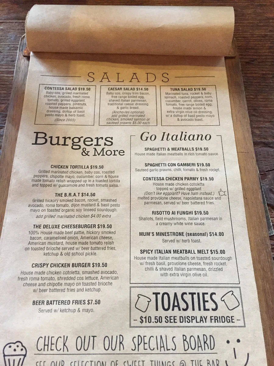 Menu, Contessa Balmain