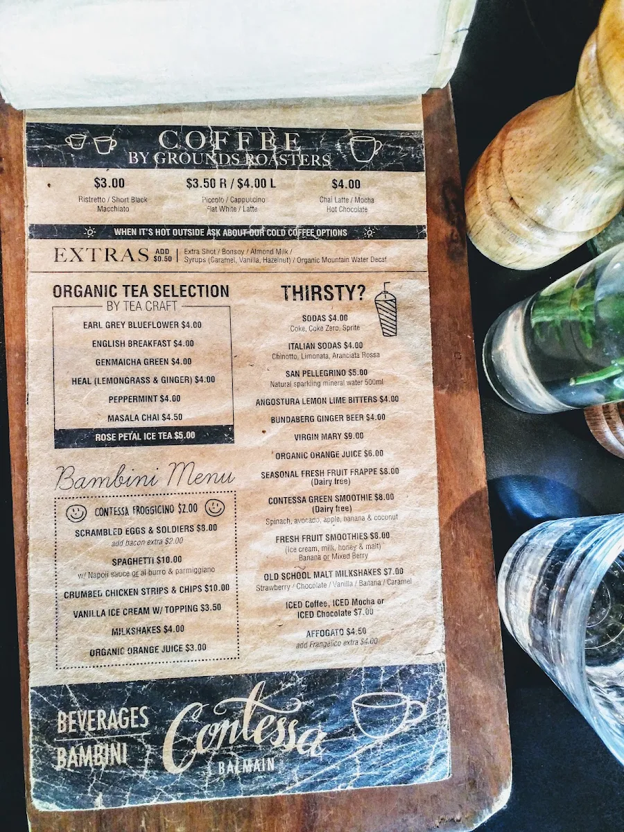 Menu, Contessa Balmain