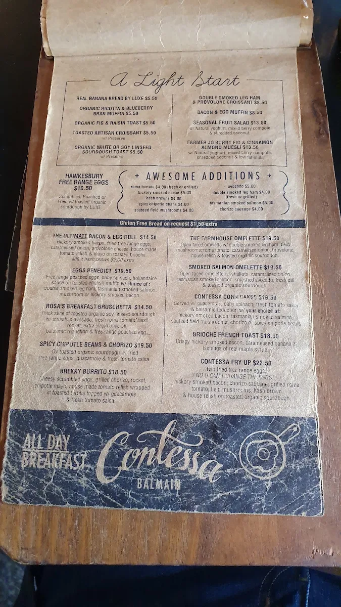 Menu, Contessa Balmain