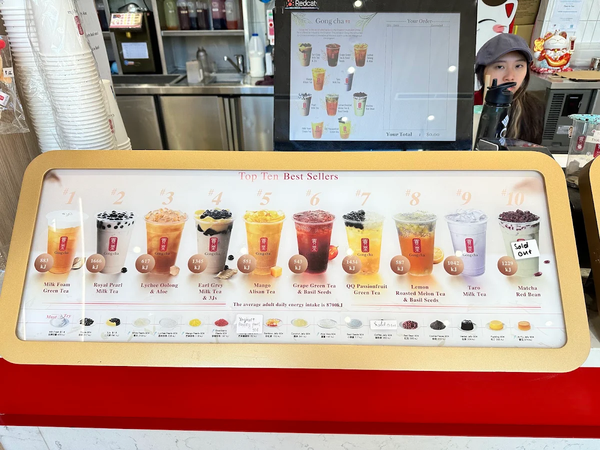 Menu, Gong Cha Canberra CBD