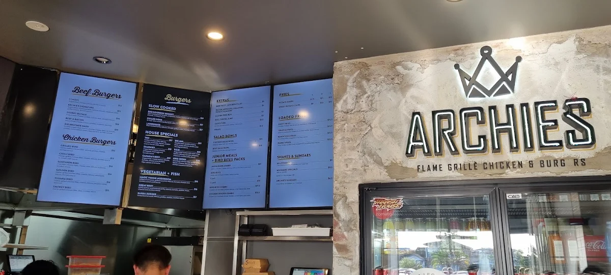 Menu, Archies Flame Grillé